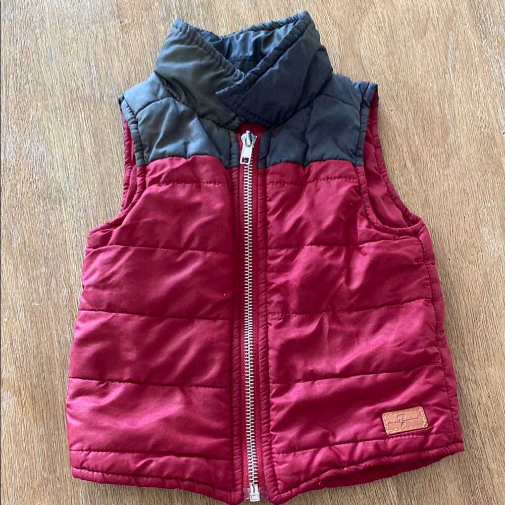 7 For All Mankind Red and Black Quilted Vest